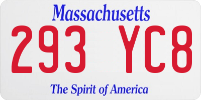 MA license plate 293YC8