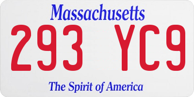 MA license plate 293YC9
