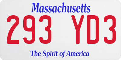 MA license plate 293YD3