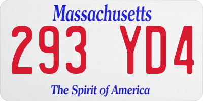 MA license plate 293YD4