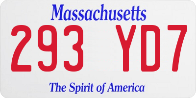 MA license plate 293YD7