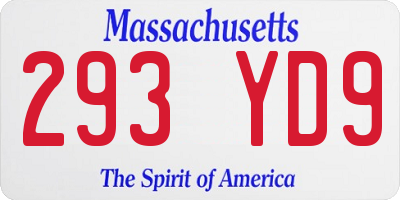 MA license plate 293YD9