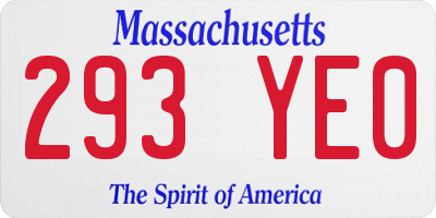 MA license plate 293YE0