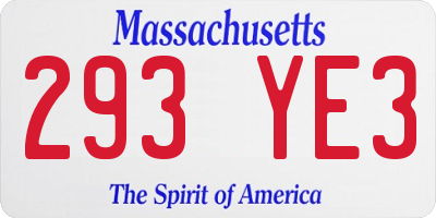 MA license plate 293YE3