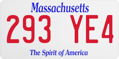MA license plate 293YE4