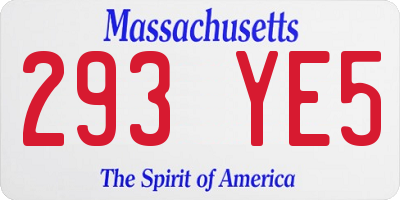 MA license plate 293YE5