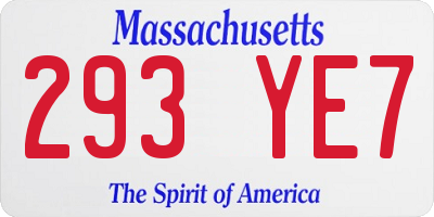 MA license plate 293YE7