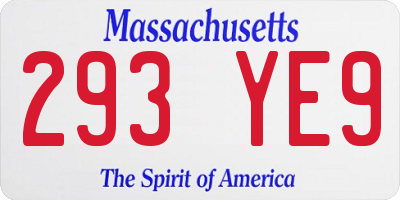 MA license plate 293YE9