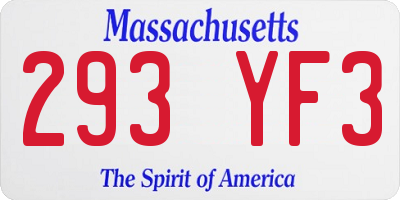 MA license plate 293YF3