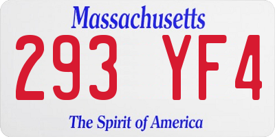 MA license plate 293YF4
