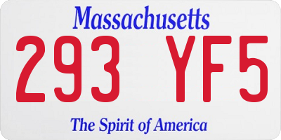 MA license plate 293YF5
