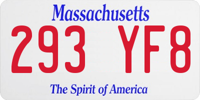 MA license plate 293YF8