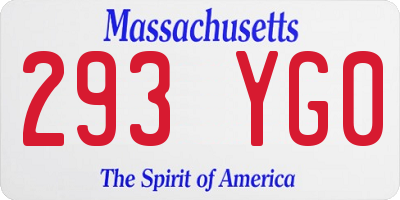 MA license plate 293YG0