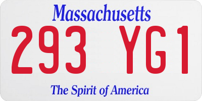 MA license plate 293YG1