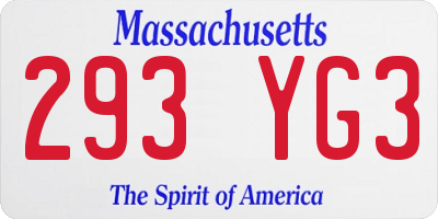 MA license plate 293YG3