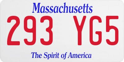 MA license plate 293YG5