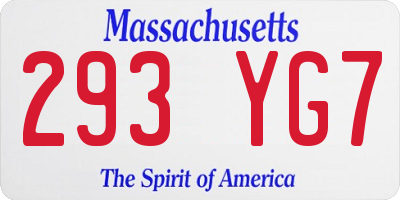 MA license plate 293YG7