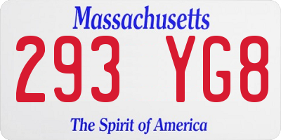 MA license plate 293YG8