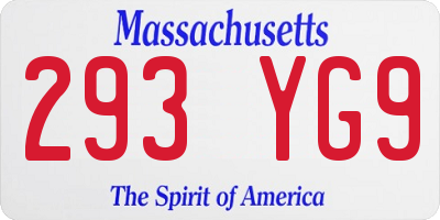 MA license plate 293YG9