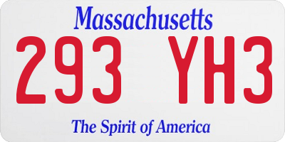 MA license plate 293YH3