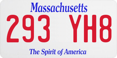 MA license plate 293YH8