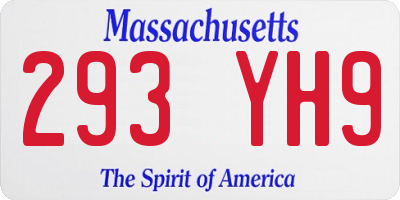 MA license plate 293YH9