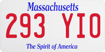 MA license plate 293YI0