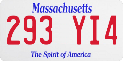 MA license plate 293YI4