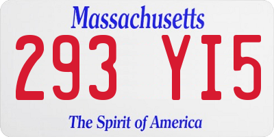 MA license plate 293YI5