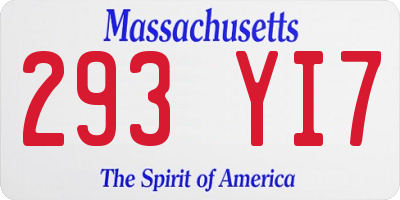 MA license plate 293YI7