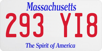 MA license plate 293YI8