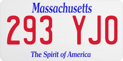 MA license plate 293YJ0