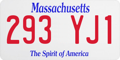MA license plate 293YJ1