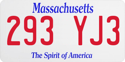 MA license plate 293YJ3