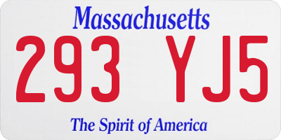 MA license plate 293YJ5