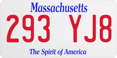 MA license plate 293YJ8