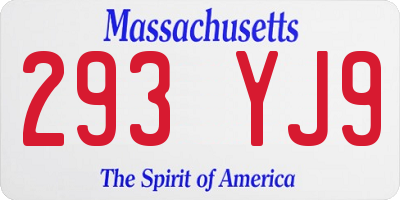 MA license plate 293YJ9