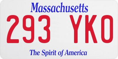 MA license plate 293YK0