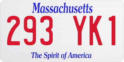 MA license plate 293YK1