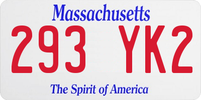 MA license plate 293YK2