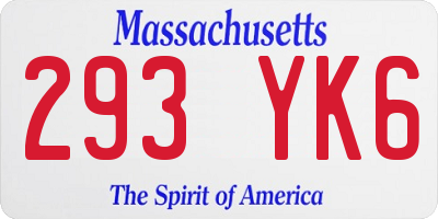 MA license plate 293YK6
