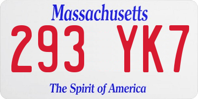 MA license plate 293YK7