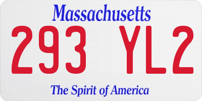 MA license plate 293YL2