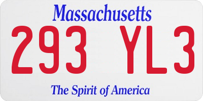 MA license plate 293YL3