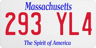 MA license plate 293YL4