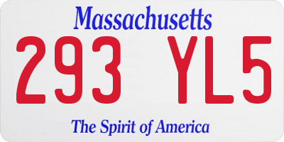MA license plate 293YL5