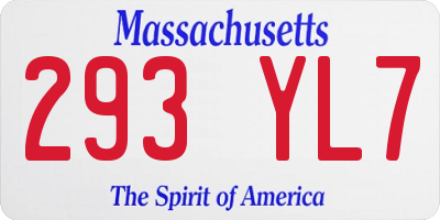 MA license plate 293YL7