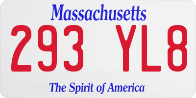 MA license plate 293YL8