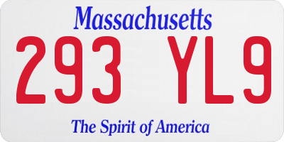 MA license plate 293YL9