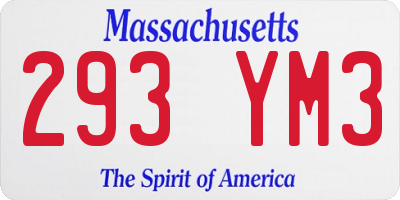MA license plate 293YM3